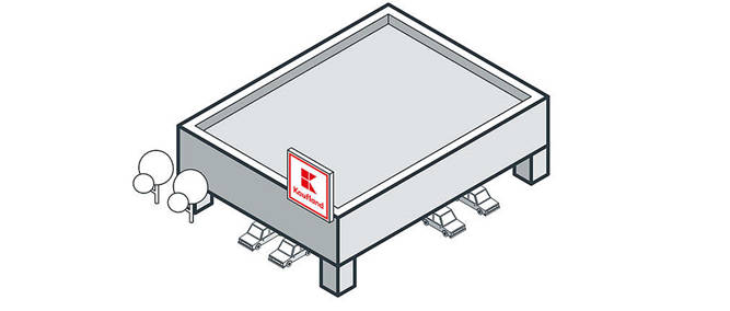 Kaufland aufgeständert. Copyright: Kaufland